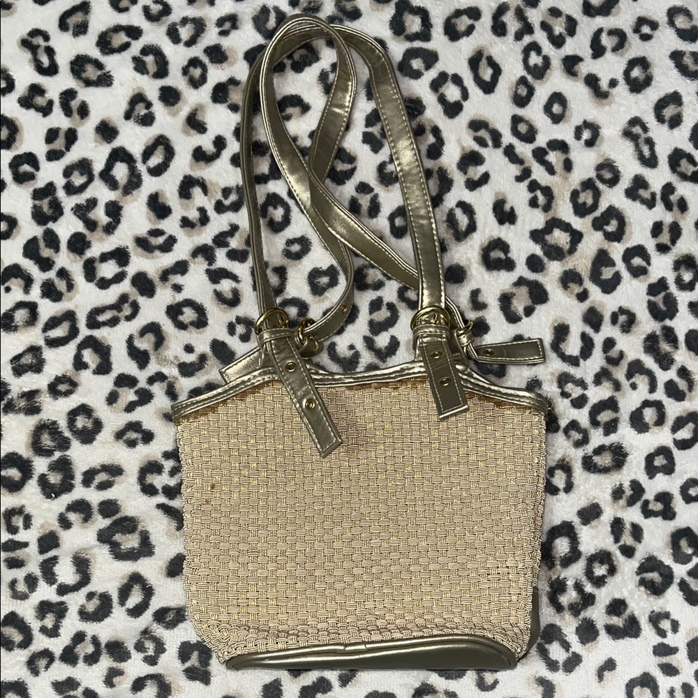Chic Beige Woven Shoulder Bag